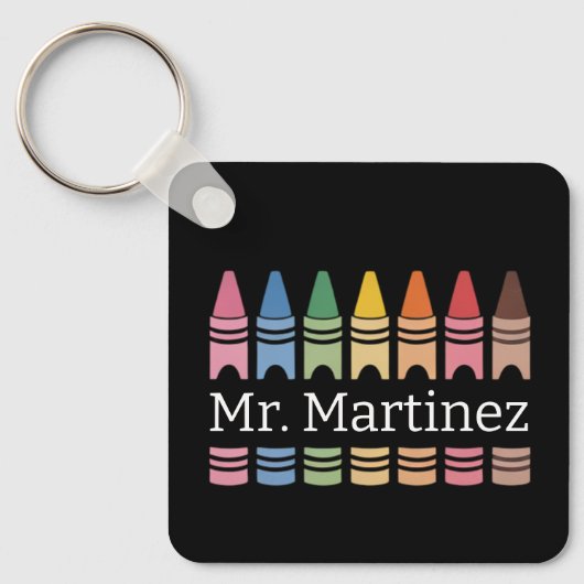 名前入りのクレヨン教師名がかわいいバックトゥスクール キーホルダー (正面)