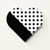 名前入りのクールなレトロ黒と白の水玉模様 ノートブック (裏面)