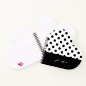 名前入りのクールなレトロ黒と白の水玉模様 ノートブック (内部)