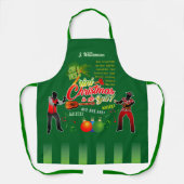 名前入りのグリーンのトリニダード・トバゴのクリスマスパランドーロ エプロン (正面)