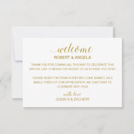 名前入りのゴールドウェディングウェルカムギフトバッグバスケット