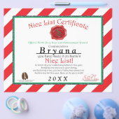 名前入りのサンタのよい子のリスト証明書 チラシ (シングル)