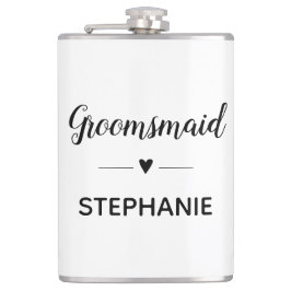 名前入りのスクリプトが付いたミニマリストのウェディング用ブライズメイド フラスク