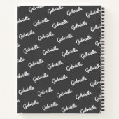 名前入りのスクリプト名パターン ブラック&ホワイト ノートブック (裏面)