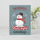 名前入りのスノーグローブ　雪だるま　ホリデー　フラットカード シーズンカード (スタンド正面)