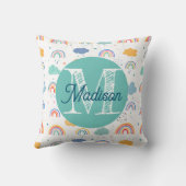 名前入りのパーソナライズされた虹の枕 クッション (裏面)