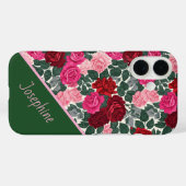 名前入りのパーソナライズ ローズ フローラル iPhone ケース Case-Mate iPhoneケース (裏面 (横))