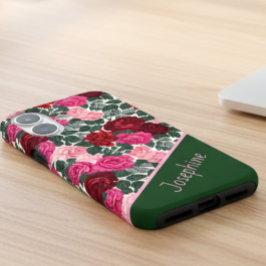 名前入りのパーソナライズ ローズ フローラル iPhone ケース