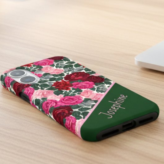 名前入りのパーソナライズ ローズ フローラル iPhone ケース Case-Mate iPhoneケース