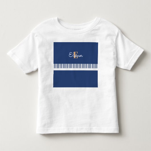 名前入りのピアノ鍵盤 ミュージック キーボード トドラーTシャツ (正面)