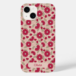 名前入りのピンクのデイジー iPhoneケース Case-Mate iPhone 14ケース