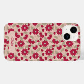 名前入りのピンクのデイジー iPhoneケース Case-Mate iPhoneケース (裏面 (横))