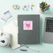 名前入りのピンクのハート型ビニールステッカー シール (iPadカバー)