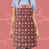 名前入りのフェスティブココアマグドゥードルパターンエプロン エプロン
