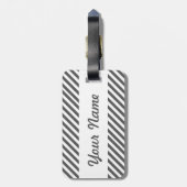 名前入りのブラック＆ホワイトのストライプの荷物タグ ラゲッジタグ (裏面縦)