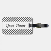 名前入りのブラック＆ホワイトのストライプの荷物タグ ラゲッジタグ (裏面横)