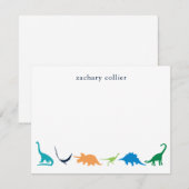 名前入りのプレッピーな恐竜の感謝を伝えるステーショナリー サンキューカード (正面/裏面)