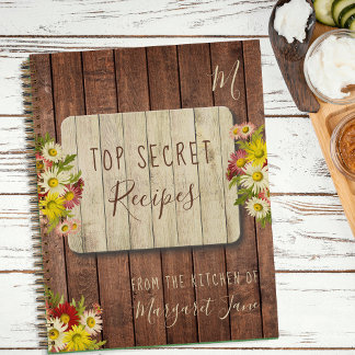 名前入りのモノグラムのルースドな料理日記 ノートブック