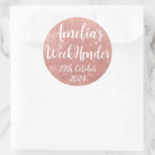名前入りのローズゴールドグリッター効果ステッカー。 ラウンドシール (バッグ)