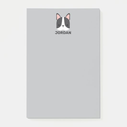 名前入りの可愛いフレンチブルドッグ ポストイット (正面)