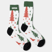 名前入りの抽象的なクリスマスツリーソックス ソックス (右)