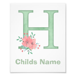 名前入りの水彩画・アルファベット「H」の写真プリント フォトプリント           