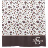 名前入りの水彩花柄シャワーカーテン シャワーカーテン (正面)