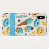 名前入りの美味しそうなアイスクリームドーナツカップケーキ Case-Mate iPhoneケース (裏面(横))