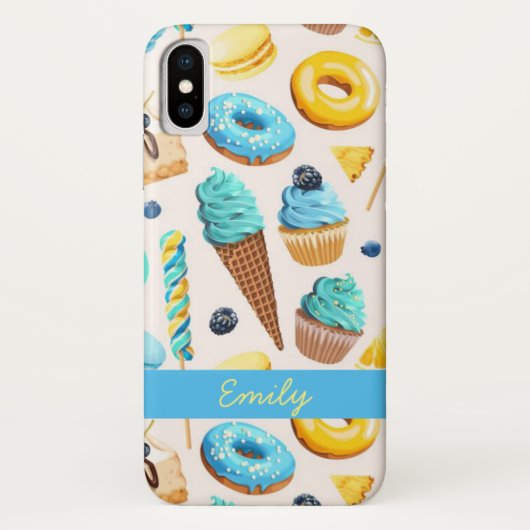 名前入りの美味しそうなアイスクリームドーナツカップケーキ Case-Mate iPhoneケース (裏面)