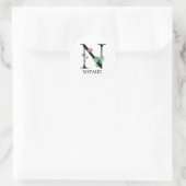 名前入りの花のアルファベット「N」モノグラム ラウンドシール (バッグ)