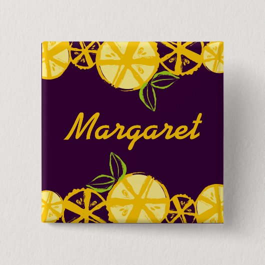 名前入りの記章を調理するカスタムな色レモン切れのベーキング 缶バッジ (正面)