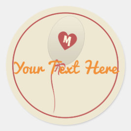 名前入りの風船 赤いハート ベビー キッズ ウェディング ラウンドシール