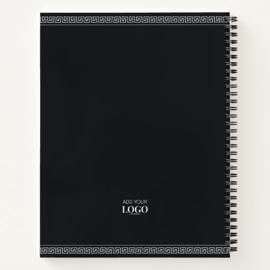 名前入りの黒いギリシャの渦巻き模様のノート ノートブック (裏面)