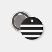 名前入りの黒と白のストライプ マグネット (正面/裏面)