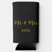 名前入りの黒に黄色のMr & Mrs スリム缶クーラー (裏面)