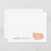 名前入りの かわいい トラ猫 便箋 ノートカード (正面/裏面)