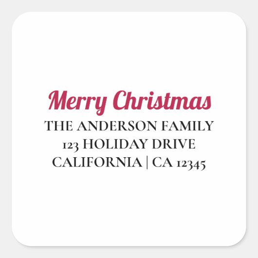 名前入りの クリスマス 返信 住所シール スクエアシール (正面)