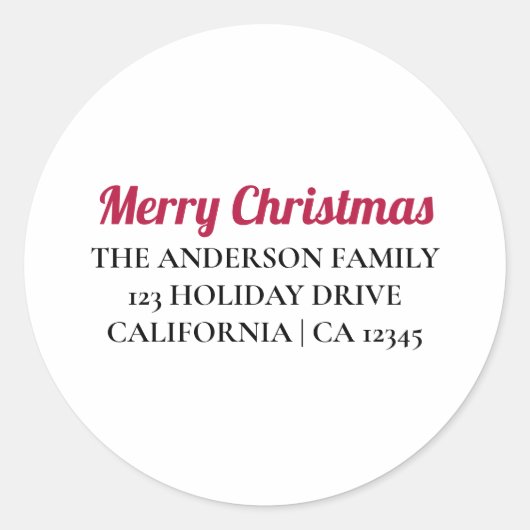 名前入りの クリスマス 返信 住所シール ラウンドシール (正面)