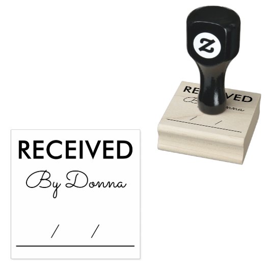 名前入りの「受領」オフィスゴムスタンプ ラバースタンプ (押印)