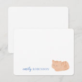 名前入りの 可愛い サバ猫のグリーティングカード ノートカード (正面/裏面)