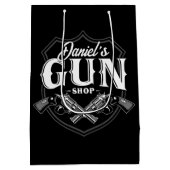 名前入りのNAMEオールドリボルバー銃店 火器 ミディアムペーパーバッグ (裏面)