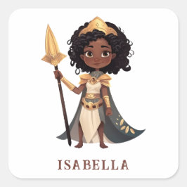 名前入りアフリカの少年騎士 スクエアシール