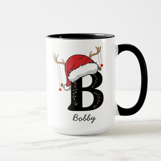 名前入りアルファベット「B」クリスマス コーヒーマグ マグカップ (右)