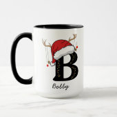 名前入りアルファベット「B」クリスマス コーヒーマグ マグカップ (左)