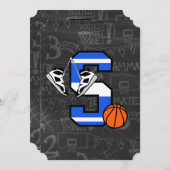 名前入りイニシャルバスケットボールレターS 招待状 (正面/裏面)