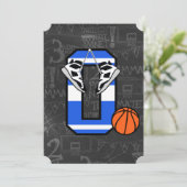 名前入りイニシャルバスケットボール文字O 招待状 (スタンド正面)