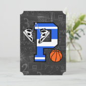 名前入りイニシャルバスケットボール文字P 招待状 (スタンド正面)