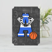 名前入りイニシャルバスケットボール 招待状 (スタンド正面)