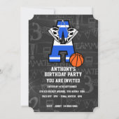 名前入りイニシャルバスケットボール 招待状 (裏面)