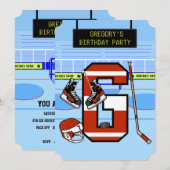 名前入りイニシャルGアイスホッケー 招待状 (正面/裏面)